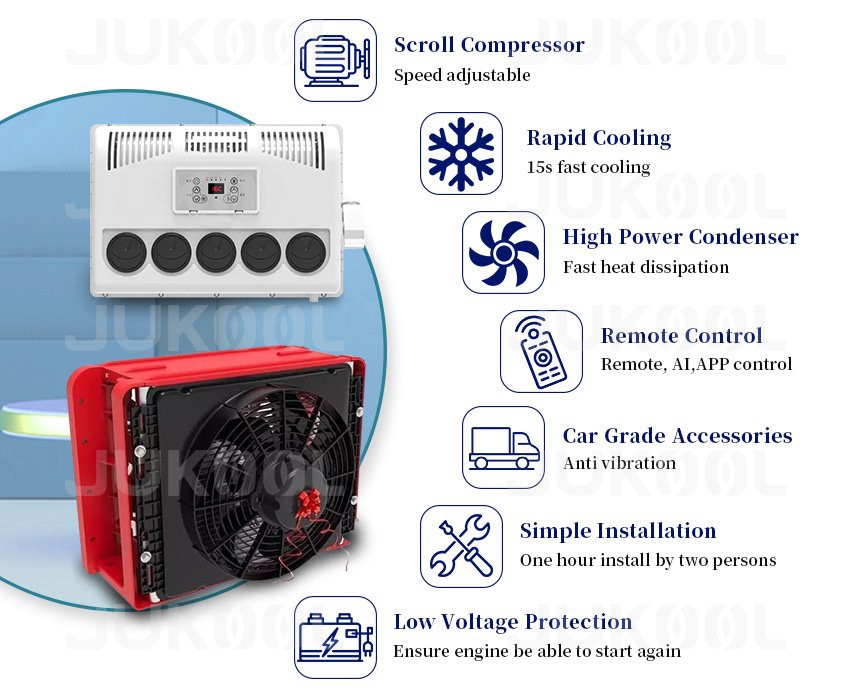 details of 12v semi truck sleeper air conditioner