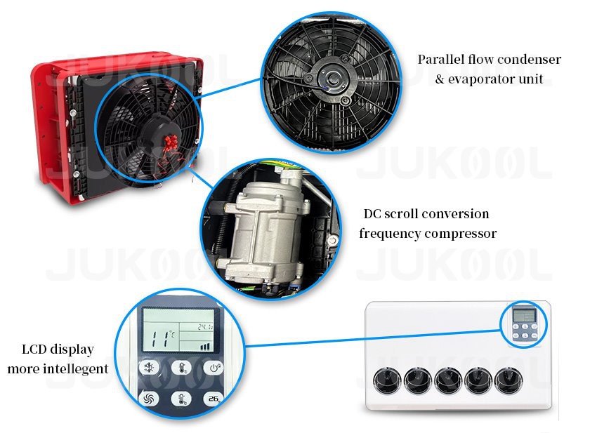 Feature of 12v semi truck sleeper air conditioner